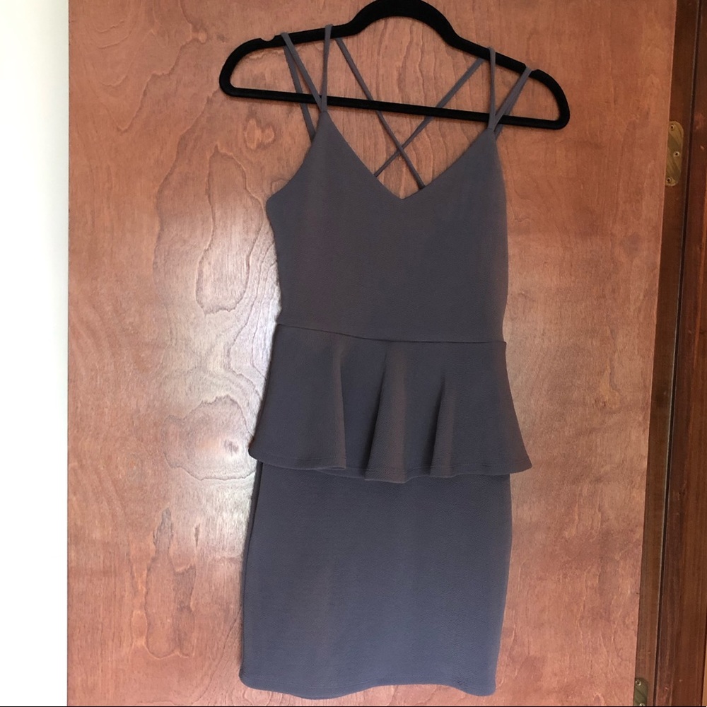 Grey Peplum Bodycon Dress
